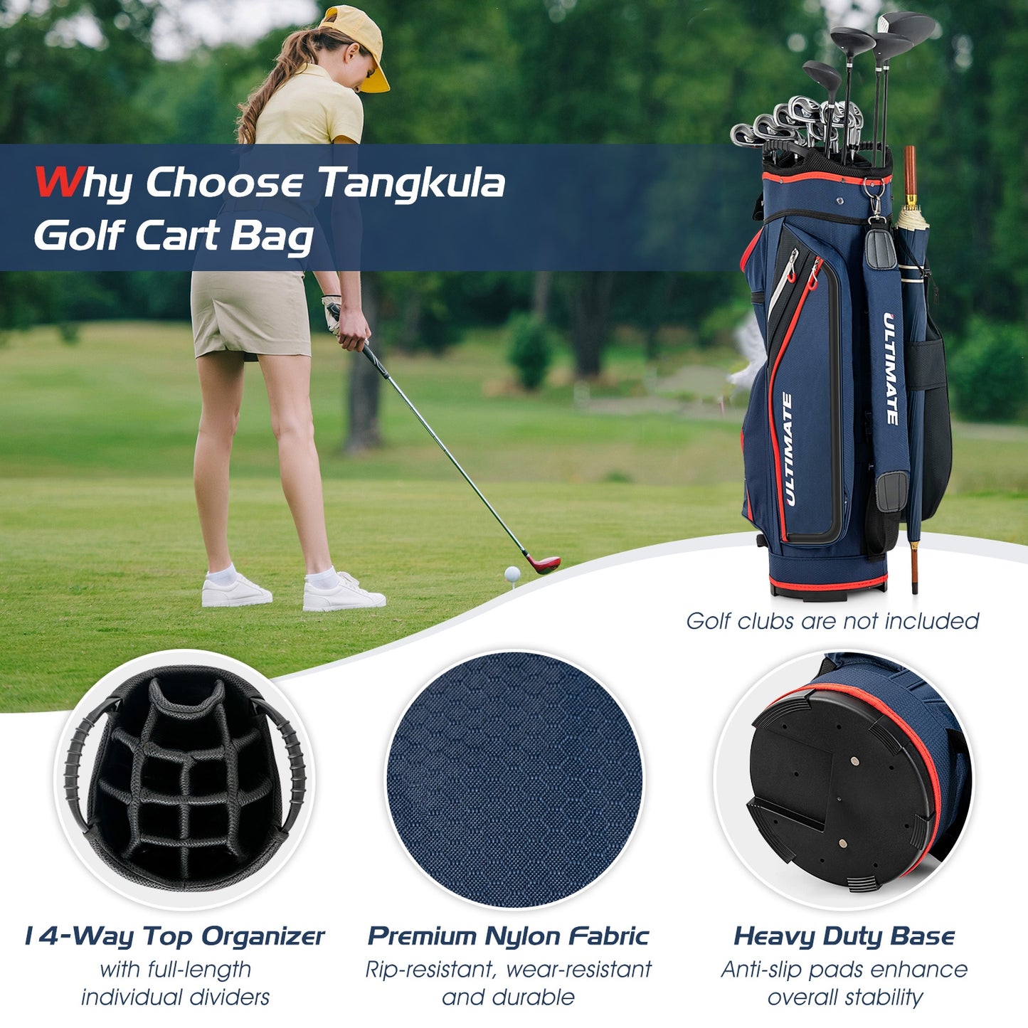 Lightweight and Large Capacity Golf Stand Bag-Navy