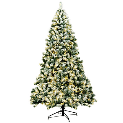 7.5 Feet Pre-Lit Premium Snow Flocked Hinged Artificial Christmas Tree with 550 Lights