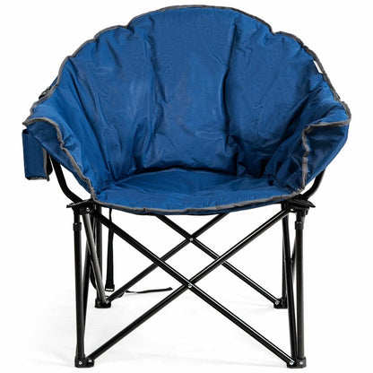 Folding Camping Moon Padded Chair with Carrying Bag-Black