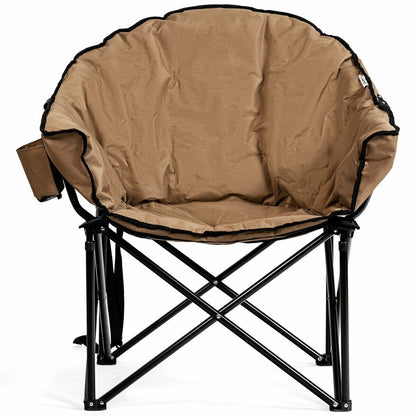Folding Camping Moon Padded Chair with Carrying Bag-Black