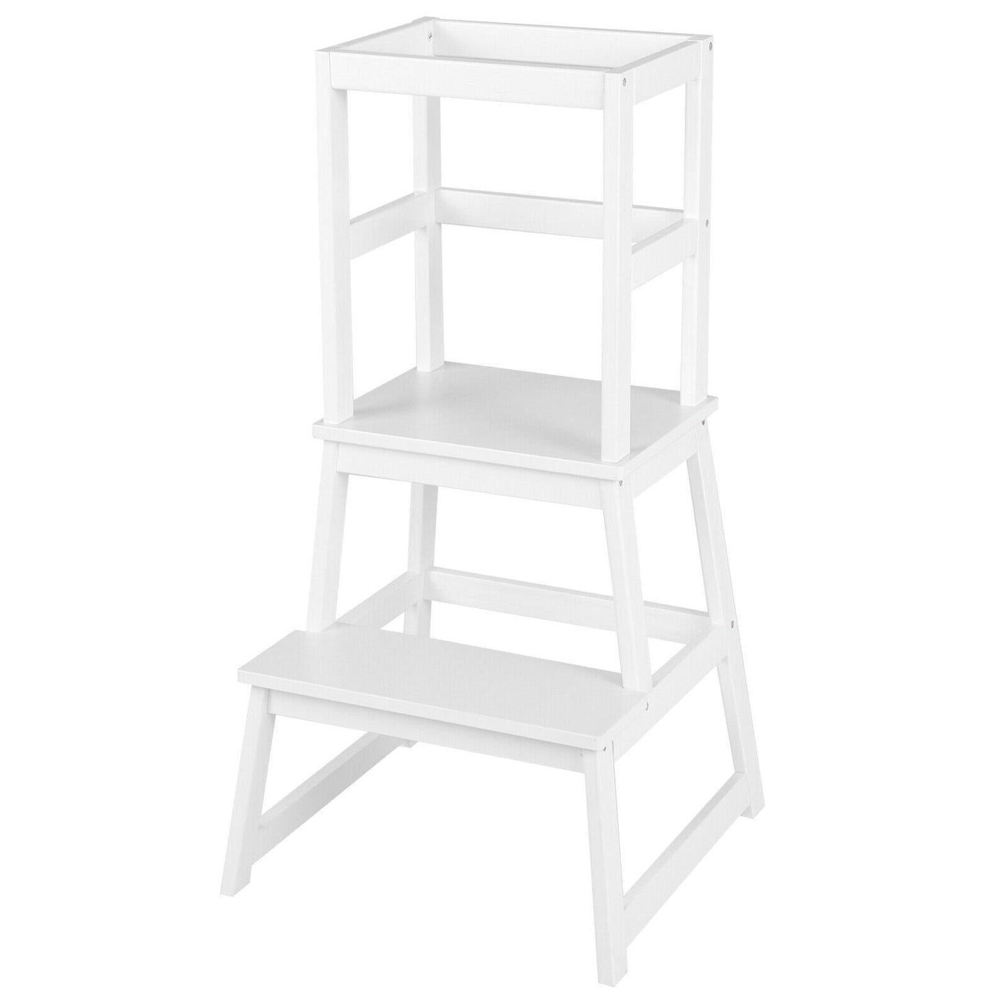 2-in-1 Multifunctional Toddler Step Stool with Safety Rail-Natural