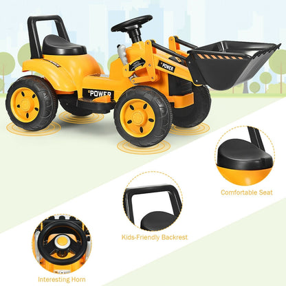 Kids Ride On Excavator Digger 6V Battery Powered Tractor -Yellow