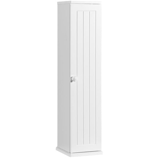 Free Standing Toilet Paper Holder with 4 Shelves and Top Slot for Bathroom-White
