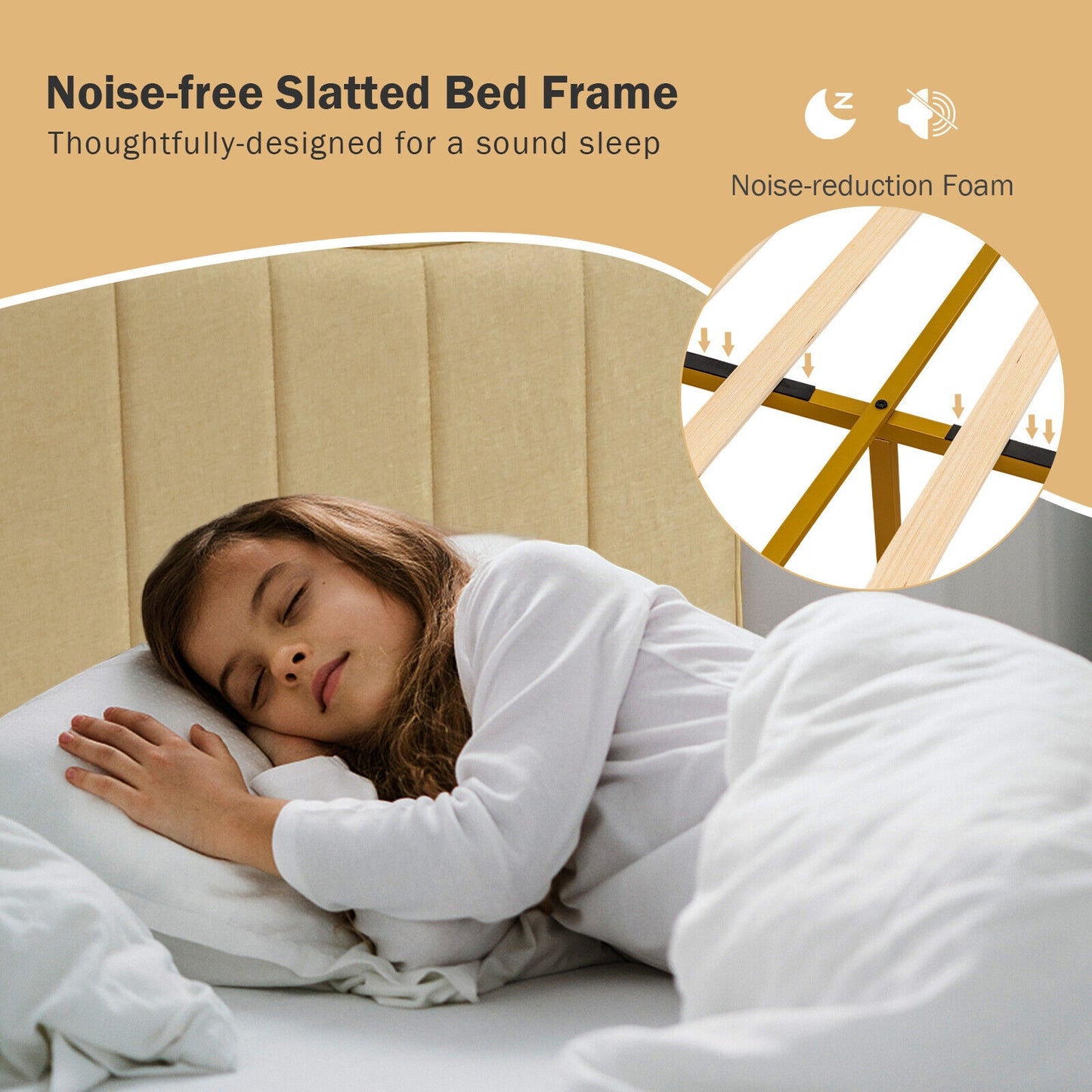 Full/Queen Size Upholstered Bed Frame with Quilted Headboard-Full Size