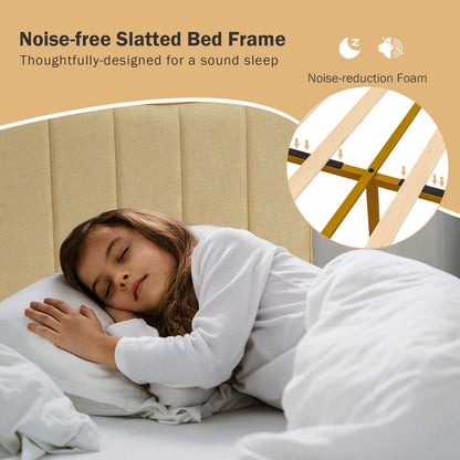 Full/Queen Size Upholstered Bed Frame with Quilted Headboard-Full Size