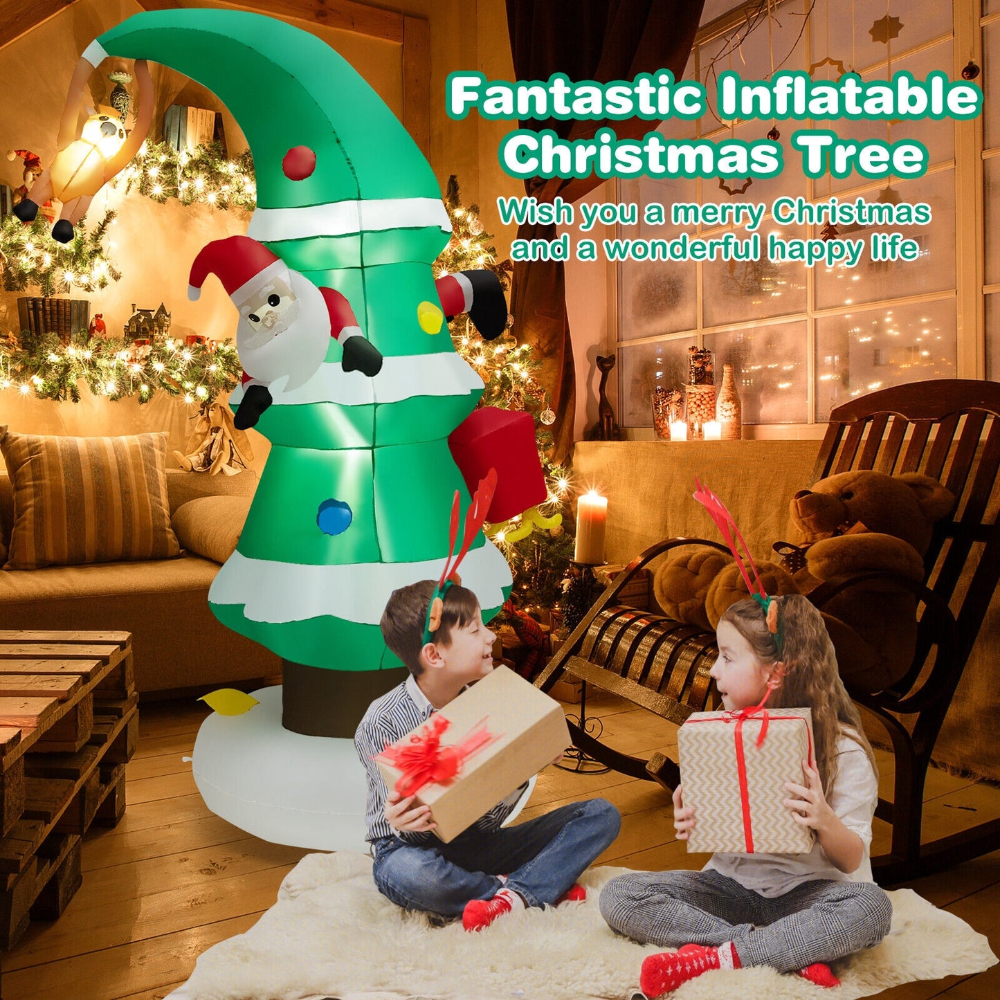 8 Feet Inflatable Christmas Tree with Santa Claus