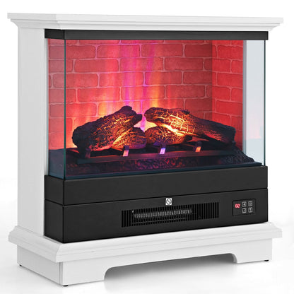 27 Inch Freestanding Electric Fireplace with 3-Level Vivid Flame Thermostat-Black