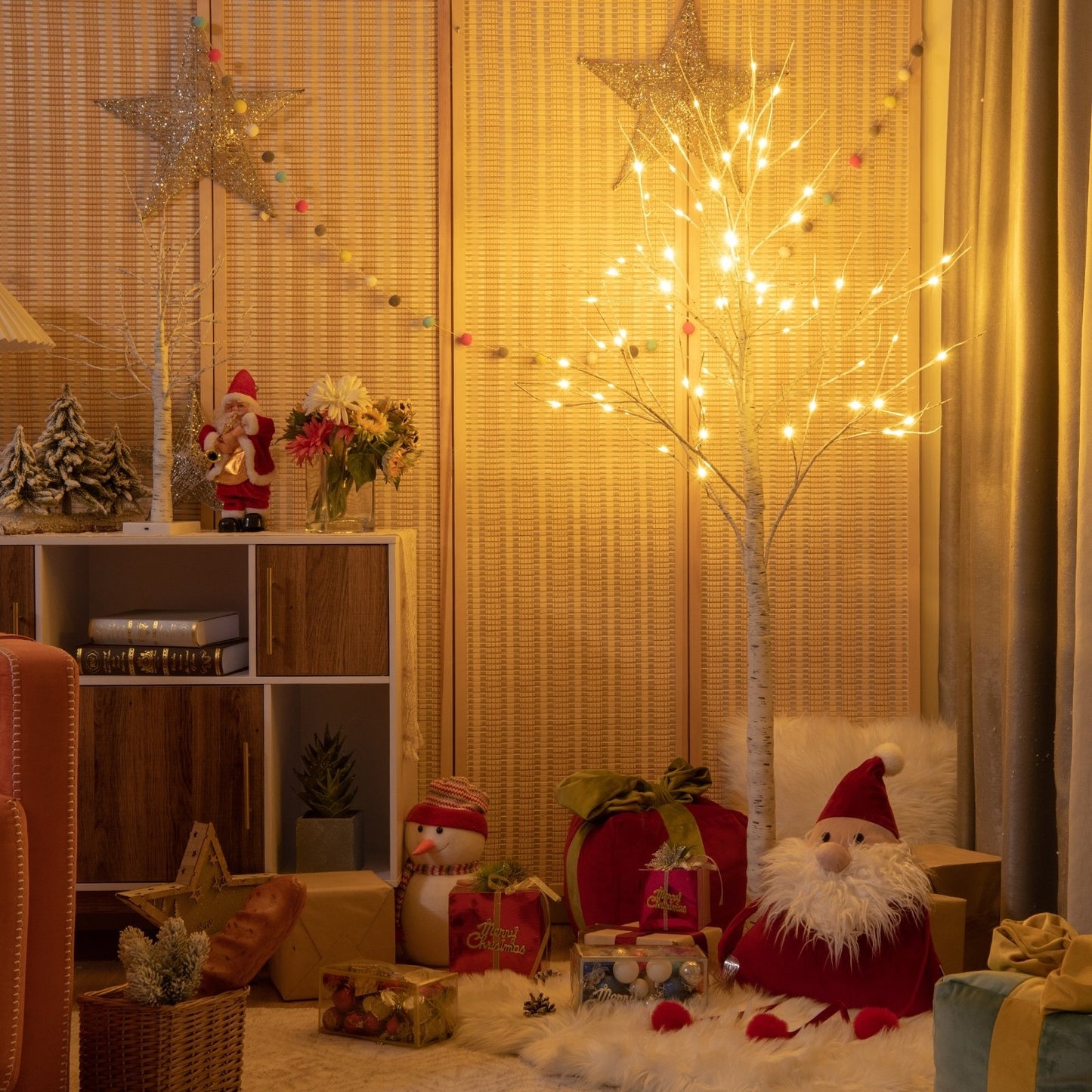 Pre-lit White Twig Birch Tree for Christmas Holiday with LED Lights-6 ft