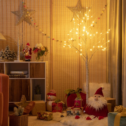 Pre-lit White Twig Birch Tree for Christmas Holiday with LED Lights-6 ft