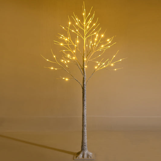 Pre-lit 5-foot white twig birch Christmas tree with 72 LED lights, holiday decor by Wilsons Home Store.