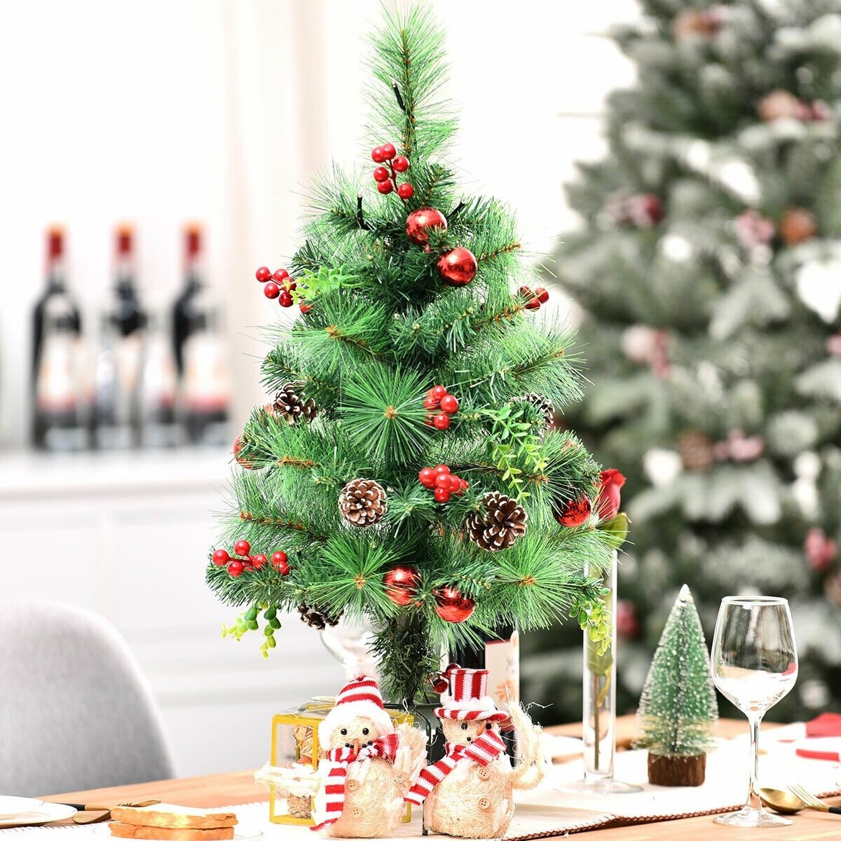 Set of 2 29 Inch Battery Powered Pre-lit Pathway Holiday Christmas Trees