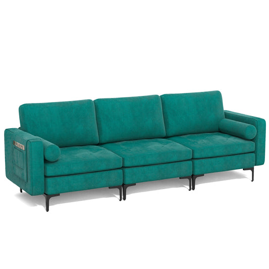 3-Seat Sofa Sectional with Side Storage Pocket and Metal Leg-3-Seat