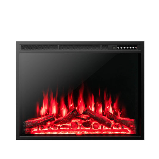 Electric fireplace with adjustable flames, 34/37 inches, recessed design by Wilsons Home Store, climate control appliance.