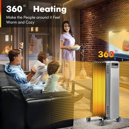 1500W Portable Oil-Filled Radiator Heater for Home and Office-Black