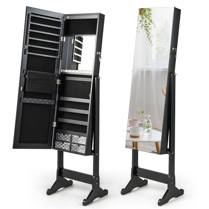 Free Standing Full Length Jewelry Armoire with Lights in Black