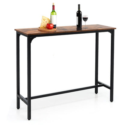 48 Inch Industrial Pub Dining Table with Steel Frame-Rustic Brown