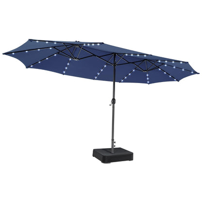 15 Feet Double-Sided Patio Umbrella with 48 LED Lights-Beige