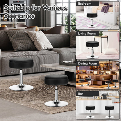 Adjustable 360° Swivel Storage Vanity Stool with Removable Tray-Black