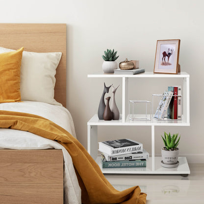 24 Inch 3-Tier Geometric Bookshelf with Thick Foot Pads-Black