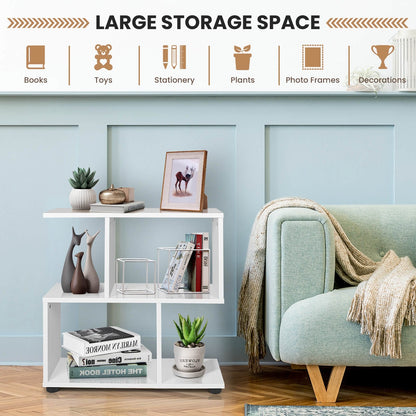 24 Inch 3-Tier Geometric Bookshelf with Thick Foot Pads-Black