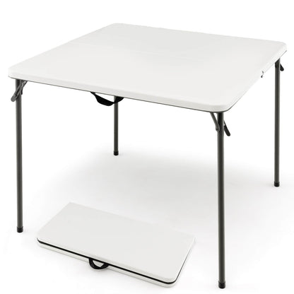 Folding Camping Table with All-Weather HDPE Tabletop and Rustproof Steel Frame-Gray