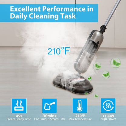 1100W Handheld Detachable Steam Mop with LED Headlights