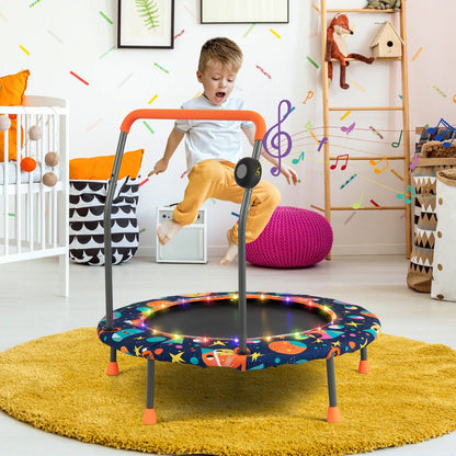 36 Inch Mini Trampoline with Colorful LED Lights and Bluetooth Speaker-Blue