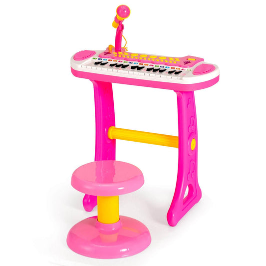 31-Key Kids Piano Keyboard Toy with Microphone and Multiple Sounds for Age 3+-Pink