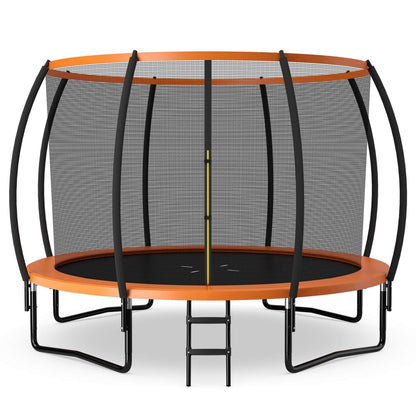 12FT ASTM Approved Recreational Trampoline with Ladder-Black