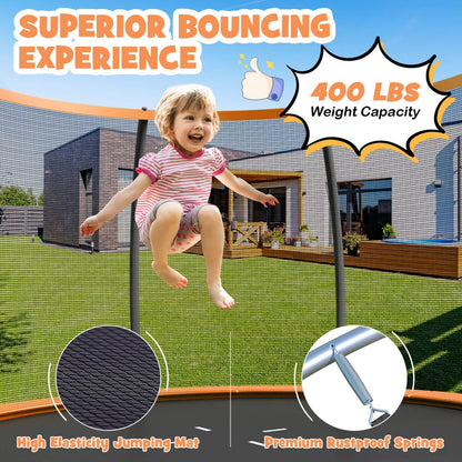 12FT ASTM Approved Recreational Trampoline with Ladder-Black