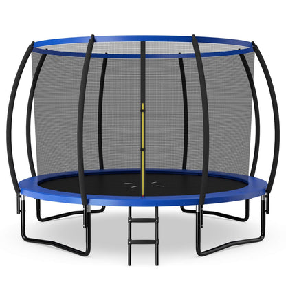 12FT ASTM Approved Recreational Trampoline with Ladder-Black