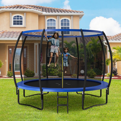 12FT ASTM Approved Recreational Trampoline with Ladder-Black