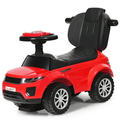 3 in 1 Ride on Push Car Toddler Stroller Sliding Car with Music-Black