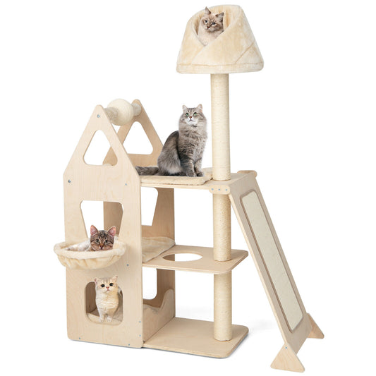 Multi-Level Cat Tree with Sisal Scratching Post-Beige