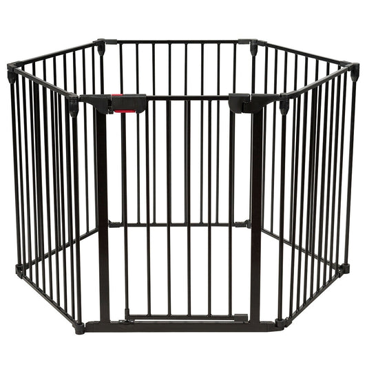 6-Panel Adjustable Baby Safe Metal Fence Barrier-Black