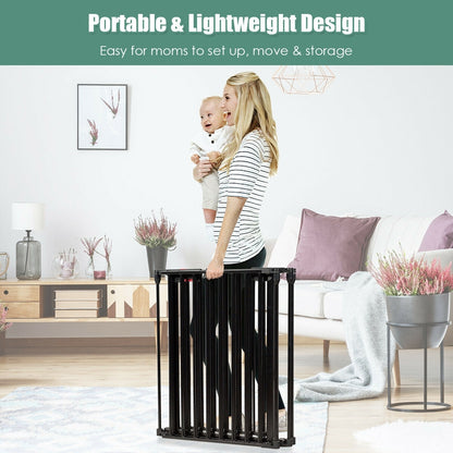 6-Panel Adjustable Baby Safe Metal Fence Barrier-Black