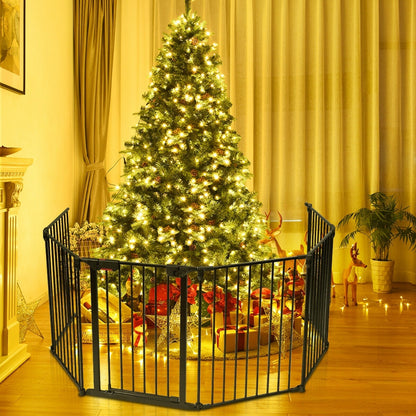 6-Panel Adjustable Baby Safe Metal Fence Barrier-Black