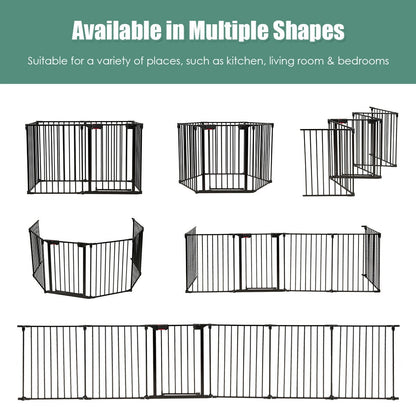 6-Panel Adjustable Baby Safe Metal Fence Barrier-Black
