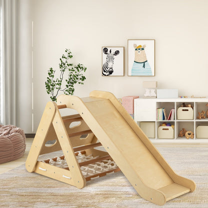 4 in 1 Triangle Climber Toy with Sliding Board and Climbing Net-Multicolor