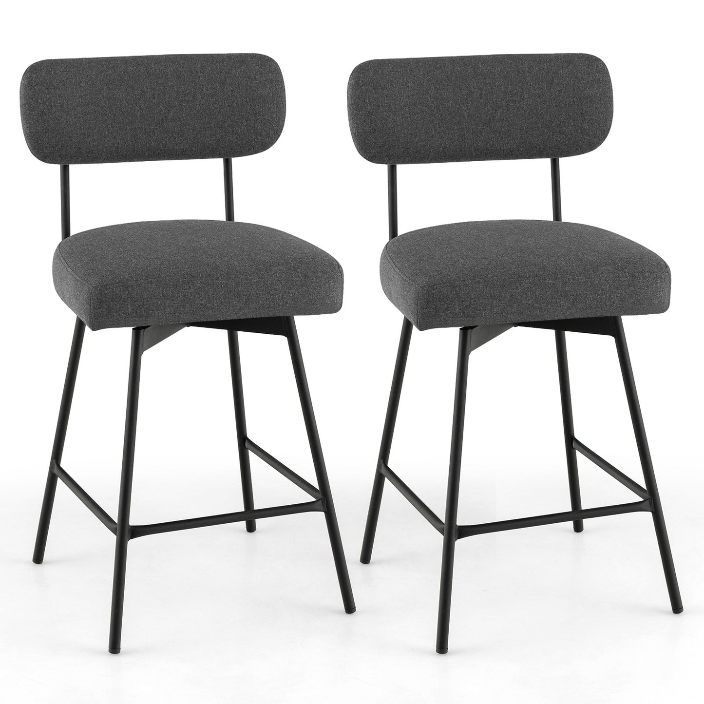 25 Inch 2-Piece Modern Upholstered Bar Stools with Back