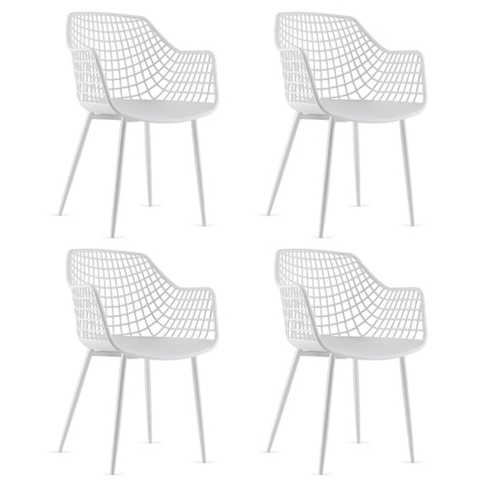 Set of 4 Heavy Duty Modern Dining Chair with Airy Hollow Backrest-White