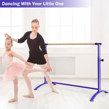51 Inch Ballet Barre Bar with 4-Position Adjustable Height-Blue