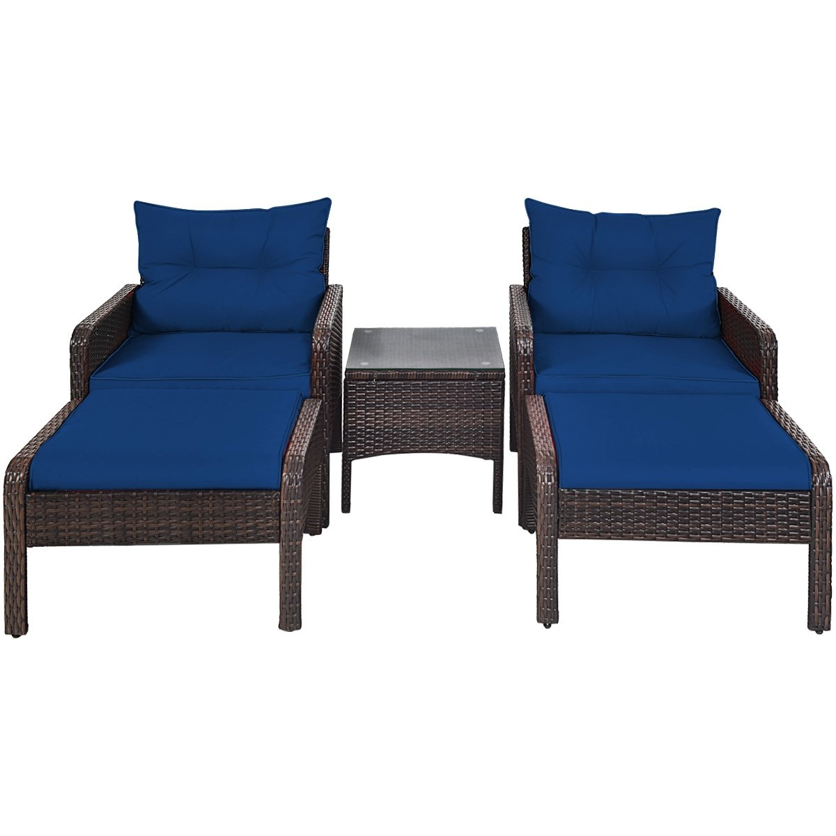 5 Pcs Patio Rattan Wicker Sofa Furniture Set