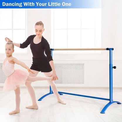 51 Inch Ballet Barre Bar with 4-Position Adjustable Height-Blue