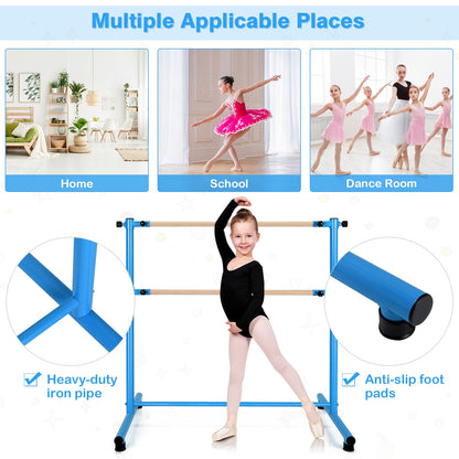 47 Inch Double Ballet Barre with Anti-Slip Footpads-Blue