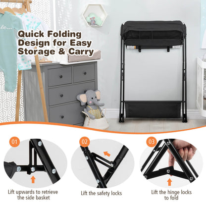 Baby Storage Folding Diaper Changing Table-Black