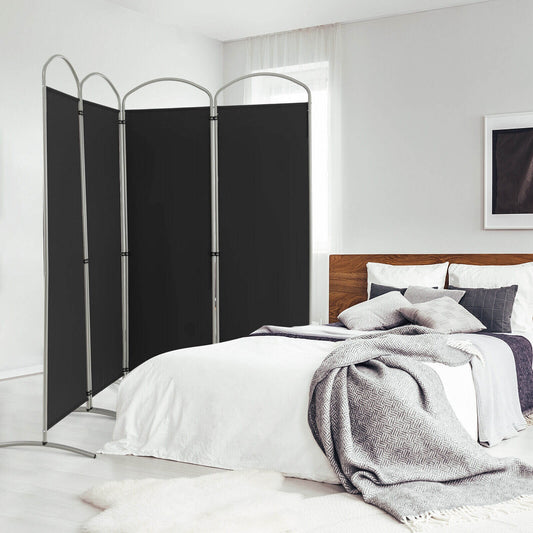 6.2Ft Folding 4-Panel Room Divider for Home Office Living Room-Black