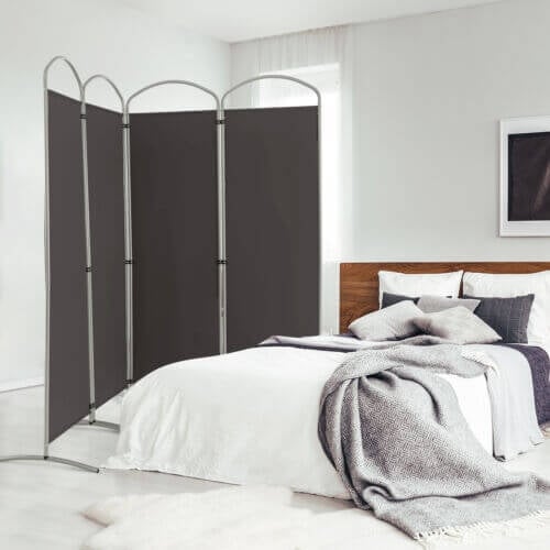 6.2Ft Folding 4-Panel Room Divider for Home Office Living Room -Gray