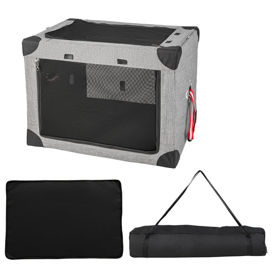 M/L/XL 3-Door Dog Crate with Removable Pad and Metal Frame-L