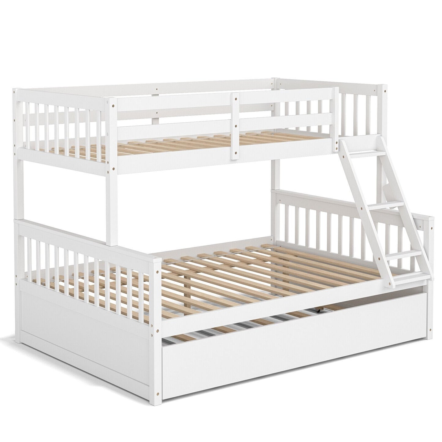 Twin Over Full Convertible Bunk Bed with Twin Trundle-Espresso